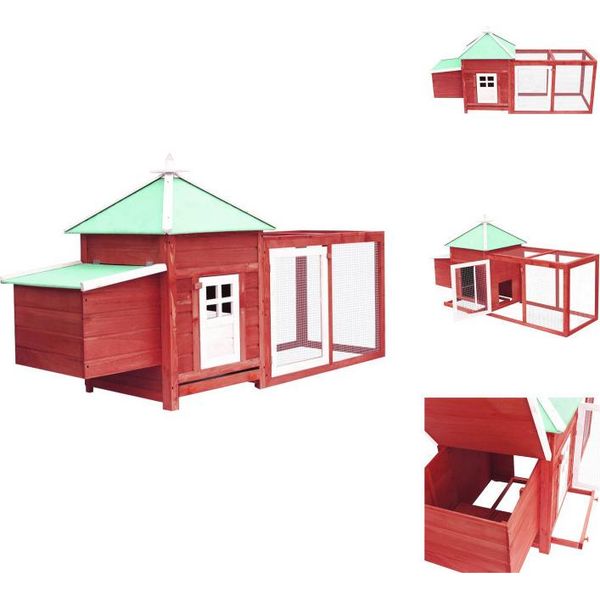 Vidaxl Pollaio Con Nido Per Galline Rosso 190X72X102 Cm In Legno Massiccio Di Abete - Habitat & Recinti Per Piccoli Animali-image