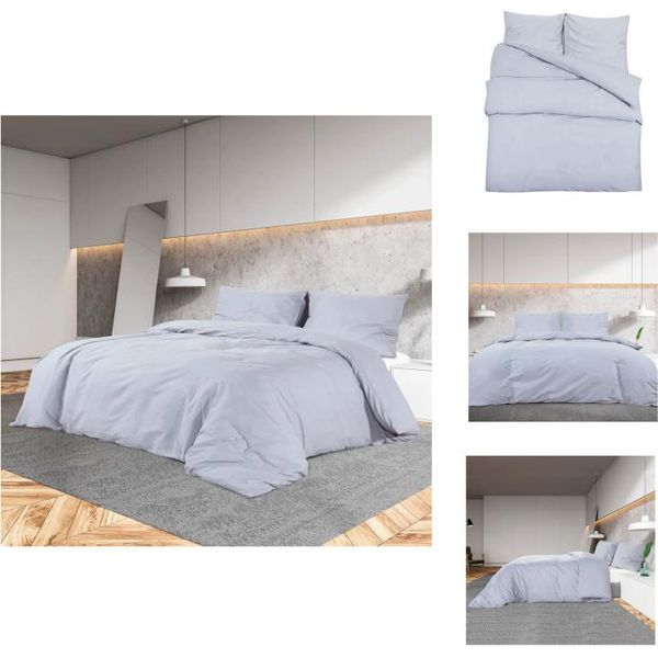 Vidaxl Set Di Biancheria Da Letto Grigio 220X240 Cm In Cotone - Copripiumino-image