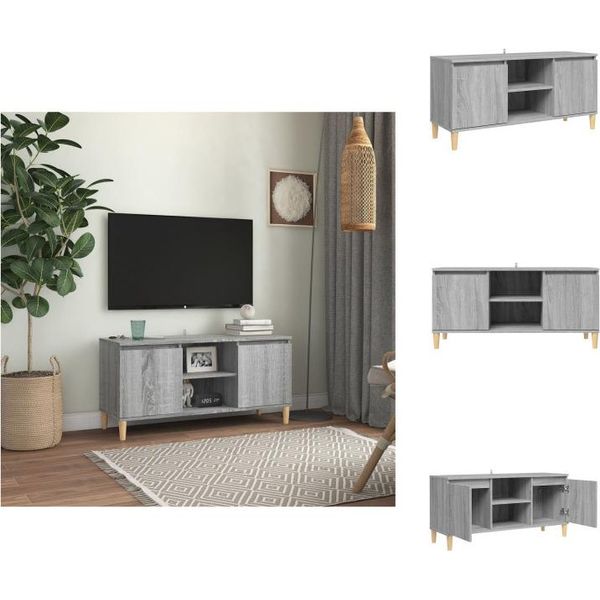 Mobile Tv Vidaxl Con Gambe In Legno Massiccio Grigio Sonoma 103,5X35X50 Cm - Mobili Tv-image