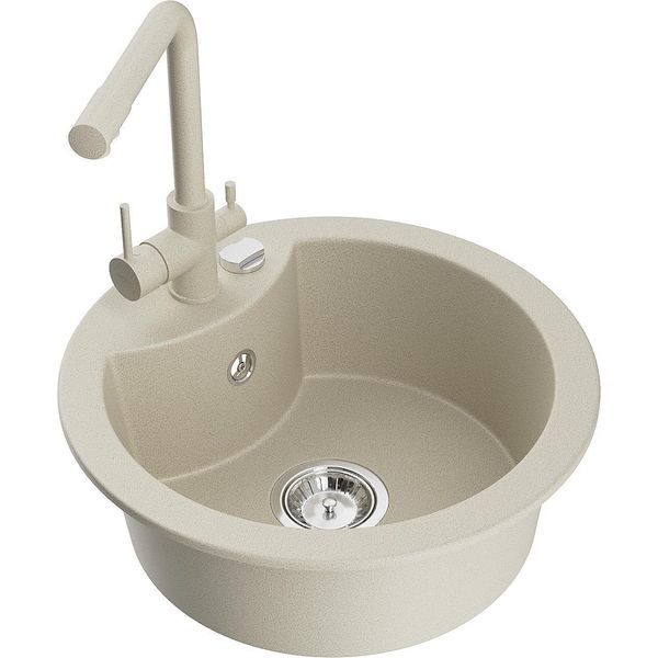 Mexen Diego Lavello Da Cucina In Granito A 1 Vasca Con Rubinetto Duero, Beige - 6512-69-671600-69-image