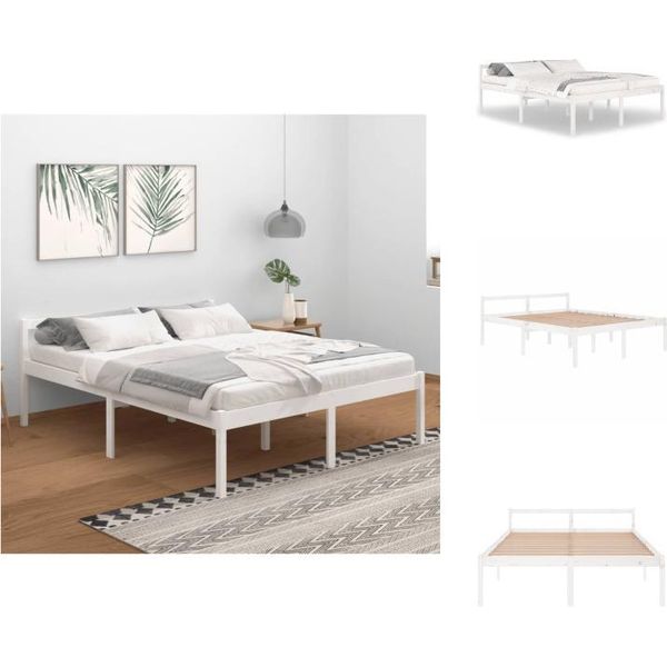 Vidaxl Letto Senior Bianco 160X200 Cm Pino Massiccio - Letti E Strutture Letto-image