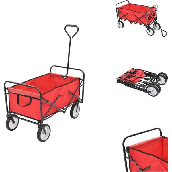 Vidaxl Carrello Manuale Pieghevole In Acciaio Rosso - Carrelli E Carrelli A Mano-image