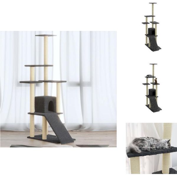 Vidaxl Albero Tiragraffi Con Graffiatoi In Sisal Grigio Scuro 155 Cm - Alberi Tiragraffi-image