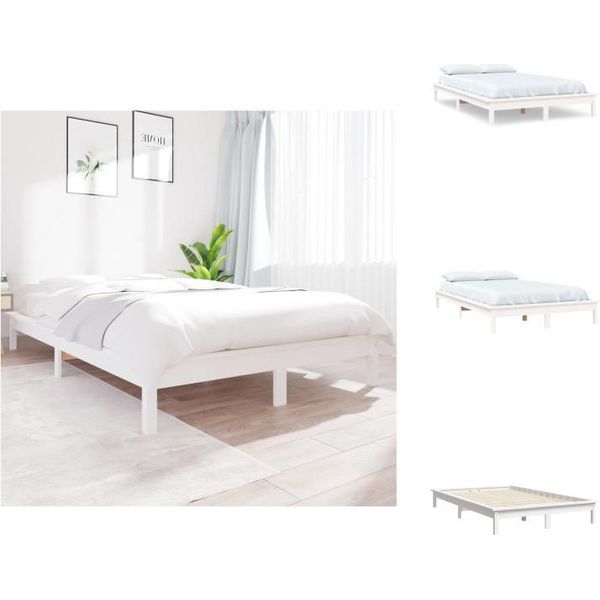 Vidaxl Letto In Legno Massiccio Bianco 150X200 Cm Pino - Letti E Strutture Letto-image