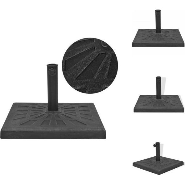 Vidaxl Supporto Per Ombrellone In Resina Quadrato Nero 19 Kg - Supporto Per Ombrellone-image