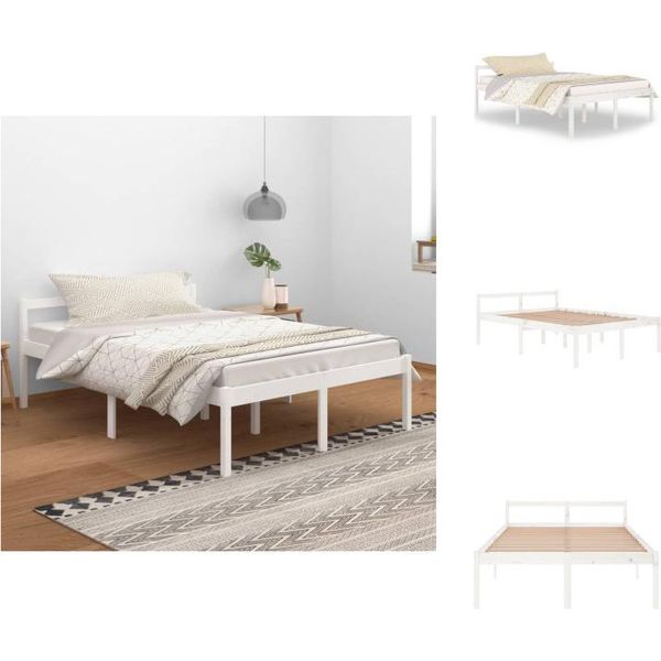 Vidaxl Letto Senior Bianco 140X200 Cm Pino Massiccio - Letti E Strutture Letto-image