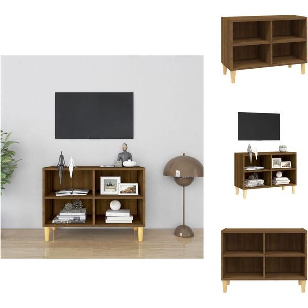 Mobile Tv Vidaxl Con Gambe In Legno Massiccio Effetto Rovere Marrone 69,5X30X50Cm - Mobili Tv-image