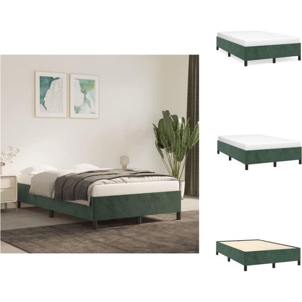 Vidaxl Struttura Letto Verde Scuro 120X200 Cm In Velluto - Letti E Strutture Letto-image