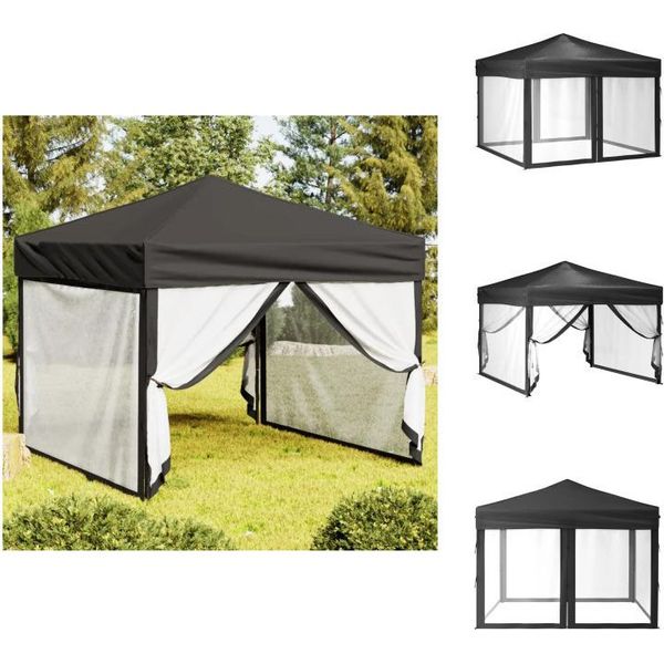 Vidaxl Tenda Per Feste Pieghevole Con Pareti Laterali Antracite 3X3 M - Padiglioni E Tende Per Feste-image