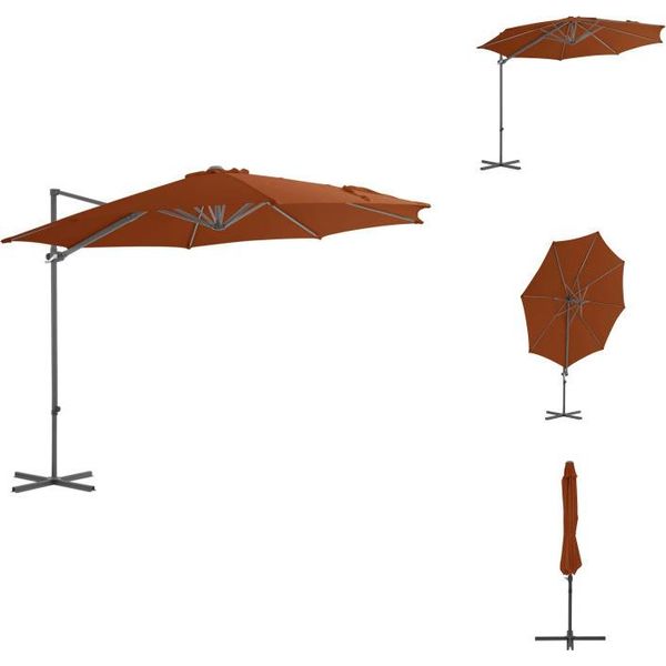 Vidaxl Ombrellone A Semaforo Con Palo In Acciaio Rosso Terracotta 300 Cm - Ombrelloni E Tende Da Sole-image
