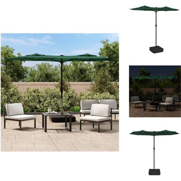 Vidaxl Ombrellone Doppio Con Led Verde 316X240 Cm - Ombrelloni E Tende Da Sole-image