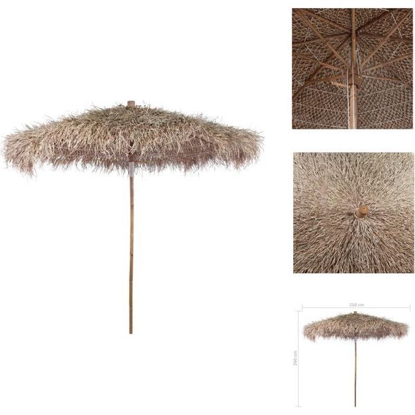Vidaxl Ombrellone In Bambù Con Baldacchino In Foglia Di Banano 210 Cm - Ombrelloni E Parasole-image