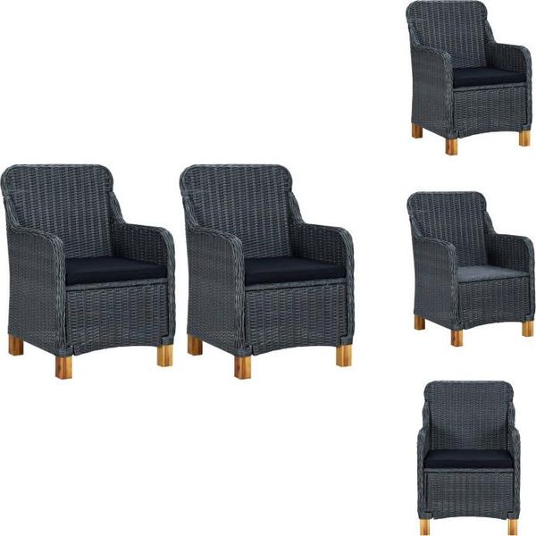 Vidaxl Sedie Da Giardino Con Cuscino 2 Pz. Poly Rattan Grigio Scuro - Sedie Da Giardino-image