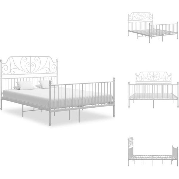 Vidaxl Struttura Letto In Metallo Bianco 160X200 Cm - Letti E Strutture Letto-image