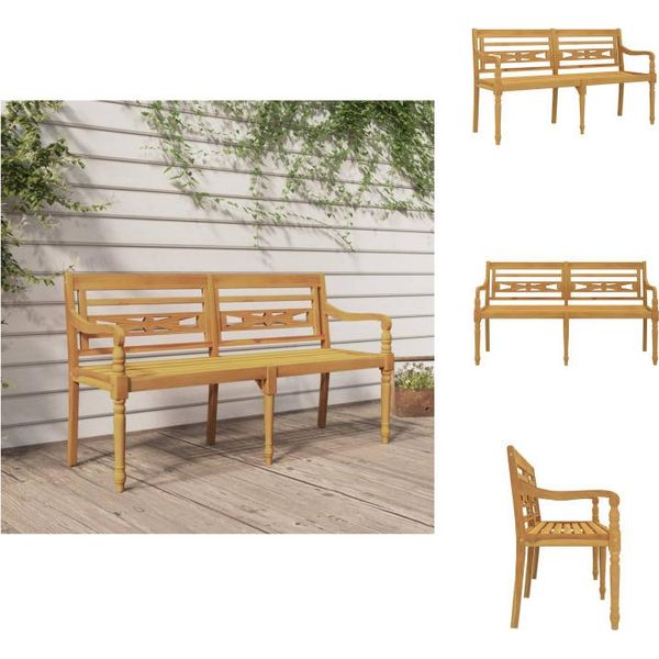 Vidaxl Panca Batavia 150 Cm In Legno Massiccio Di Teak - Panche Da Giardino-image