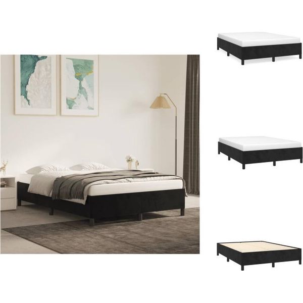Vidaxl Struttura Letto Nera 140X190 Cm In Velluto - Letti E Strutture Letto-image