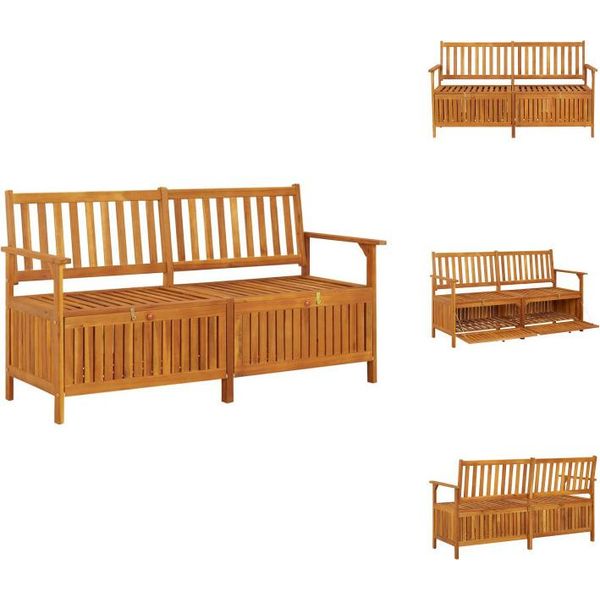 Vidaxl Panca A Cassapanca 148 Cm In Legno Massiccio Di Acacia - Panche Da Giardino-image
