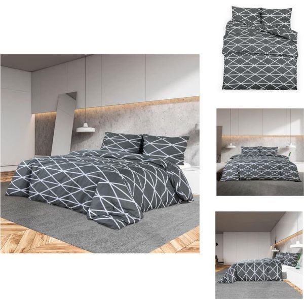 Vidaxl Set Di Biancheria Da Letto Grigio 200X200 Cm In Cotone - Copripiumino-image