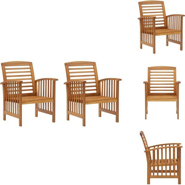 Vidaxl Sedie Da Giardino 2 Pz. Legno Massiccio Di Acacia - Sedie Da Giardino-image