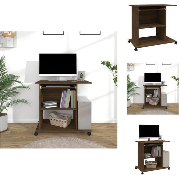 Vidaxl Scrivania Effetto Rovere Marrone 80X50X75 Cm In Legno - Scrivanie-image