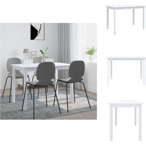 Vidaxl Tavolo Da Pranzo Bianco 114X71X75 Cm In Legno Massiccio Di Gomma - Tavoli Da Pranzo-image