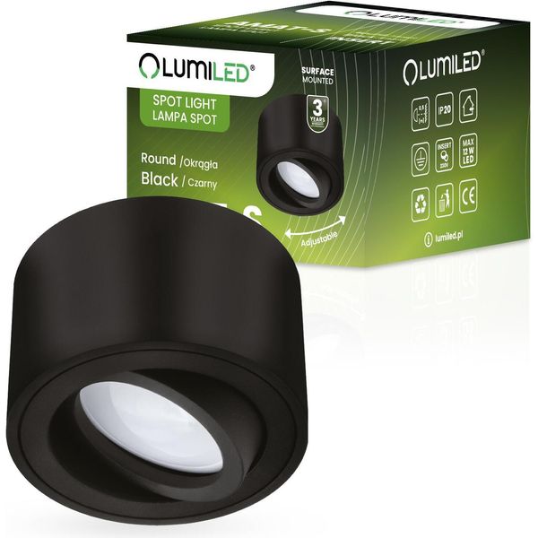 Lumiled Faretto A Plafone Faretto A Plafone, Lampada A Plafone, Apparecchio A Plafone Spot A Plafone Orientabile 15° Downlight Spot Per Modulo Led Insert Rotondo Nero-image