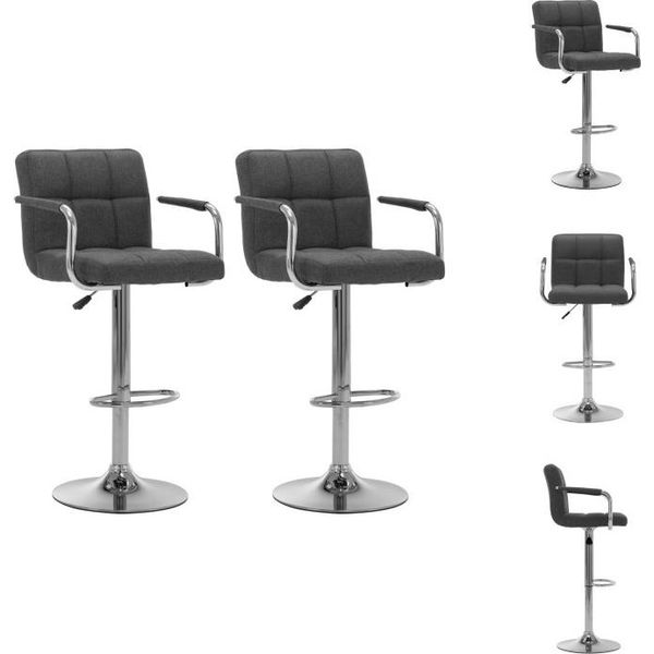 Vidaxl Sgabello Da Bar 2 Pz. Tessuto Grigio Scuro - Sgabello Da Bar-image
