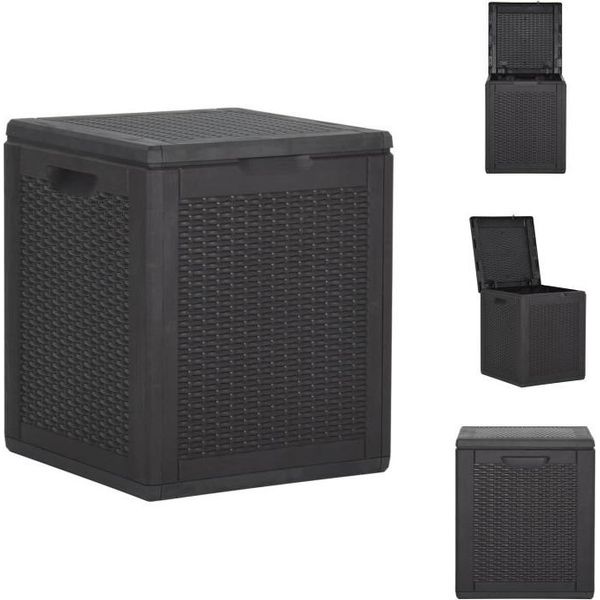 Vidaxl Cassetta Da Giardino 90 L Nera In Pp Rattan - Cassette Da Giardino-image