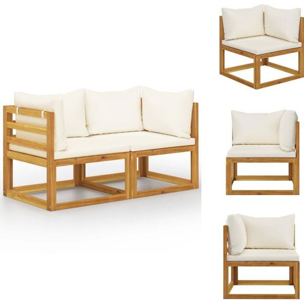 Vidaxl Panca Da Giardino A 2 Posti Con Cuscini Bianco Crema - Panche Da Giardino-image