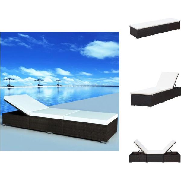 Vidaxl Lettino Con Cuscino In Polirattan Marrone - Lettini Prendisole-image