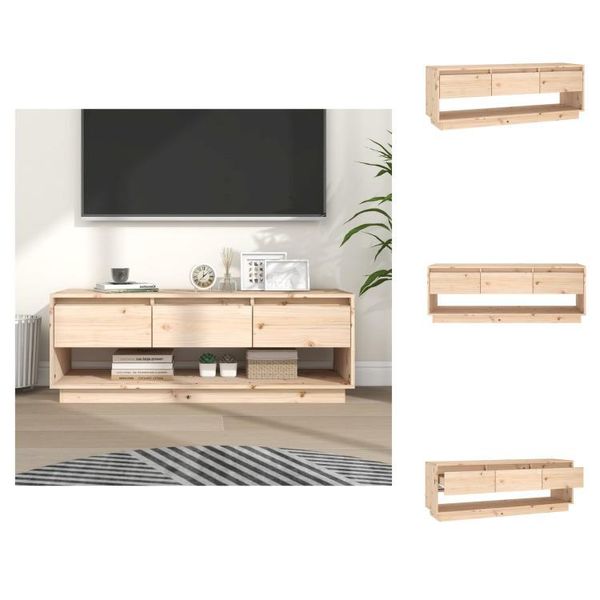 Mobile Tv Vidaxl 110,5X34X40 Cm In Legno Massiccio Di Pino - Mobili Tv-image