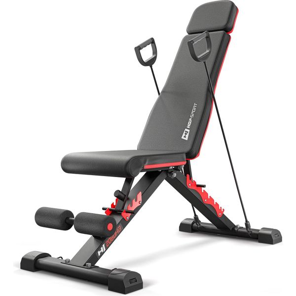 Panca Pesi Hop-Sport HS-2080HB, Panca Pesi Pieghevole E Stabile, Panca Da Allenamento Multifunzionale Con Espansioni, Capacità Di Carico Fino A 250 Kg-image