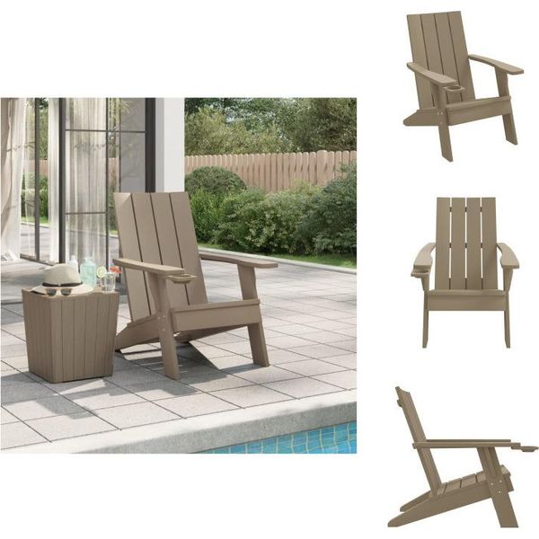 Vidaxl Sedia Da Giardino Adirondack Marrone Chiaro 75X88,5X89,5 Cm In Polipropilene - Sedie Da Giardino-image