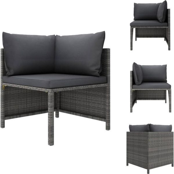 Vidaxl Divano Angolare Modulare Con Cuscini In Poly Rattan Grigio - Elementi Per Divani Da Giardino-image