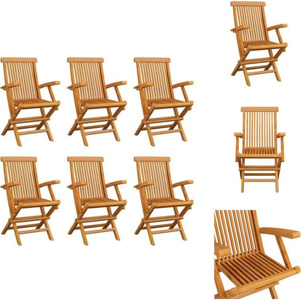 Vidaxl Sedie Da Giardino Pieghevoli 6 Pz. Legno Massiccio Teak - Sedie Da Giardino-image