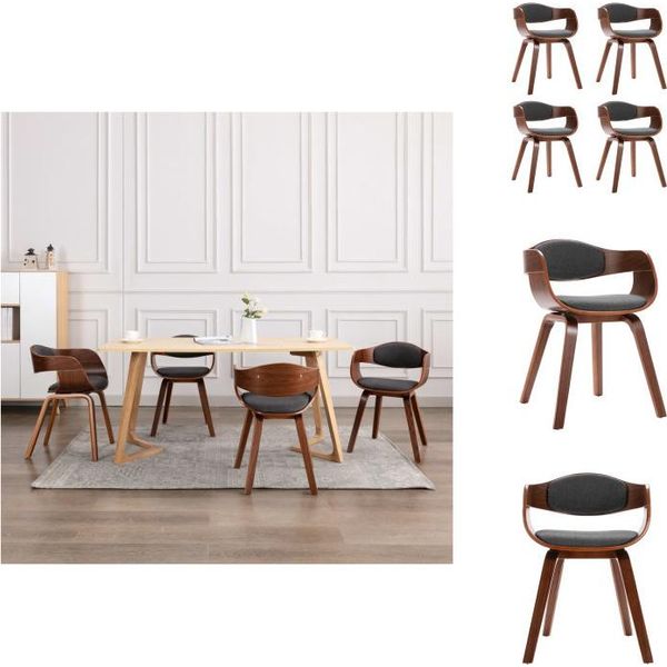 Vidaxl Sedie Da Pranzo 4 Pz. In Legno Curvato E Tessuto Grigio - Sedie Da Pranzo-image