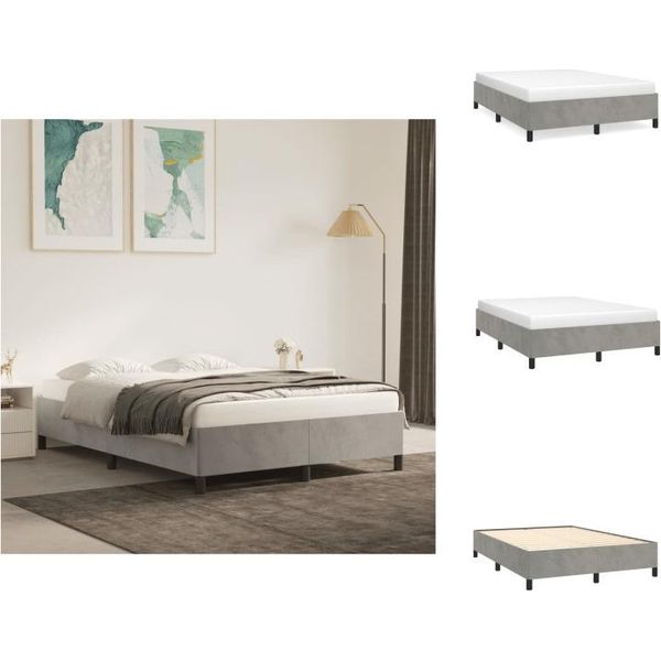 Vidaxl Struttura Letto Grigio Chiaro 140X200 Cm In Velluto - Letti E Strutture Letto-image