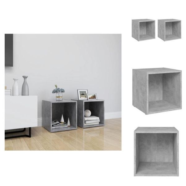 Vidaxl Mobili Tv 2 Pz. Grigio Cemento 37X35X37 Cm Materiale A Base Di Legno - Mobili Tv-image