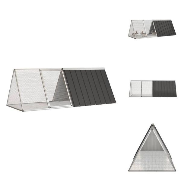 Vidaxl Gabbia Per Conigli Antracite 201,5X80,5X71 Cm Acciaio Zincato - Habitat E Recinti Per Piccoli Animali-image