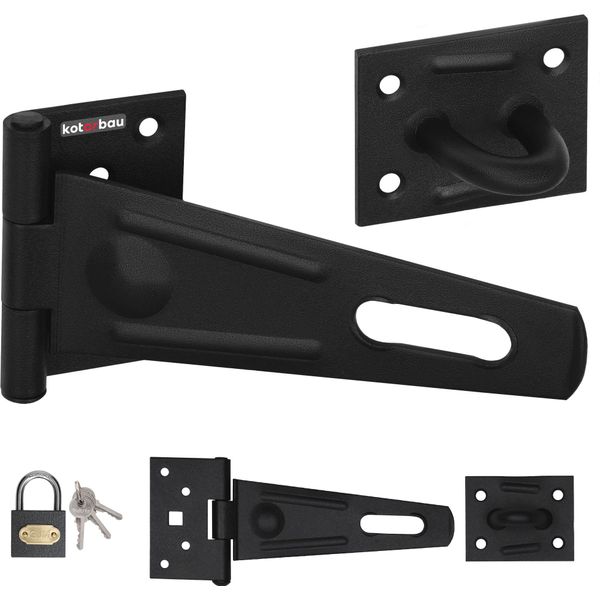 Kotarbau® 150X45 Mm Con Lucchetto Acciaio Verniciato A Polvere Nera Serratura Di Sicurezza Haspe Scrocco Per Cancello Scrocco Per Cancello Scrocco Per Cancello Meccanismo Di Bloccaggio-image