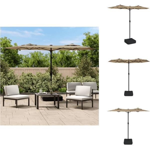 Vidaxl Ombrellone Doppio Taupe 316X240 Cm - Ombrelloni E Tende Da Sole-image