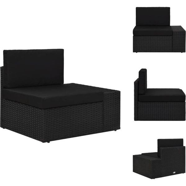 Vidaxl Divano Modulare Ad Angolo Con Braccioli (A Sinistra) In Poly Rattan Nero - Elementi Per Divani Da Giardino-image