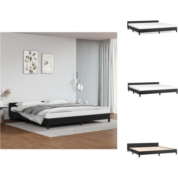 Vidaxl Struttura Letto Con Testiera Nera 200X200 Cm In Pelle Finta - Letti E Strutture Letto-image