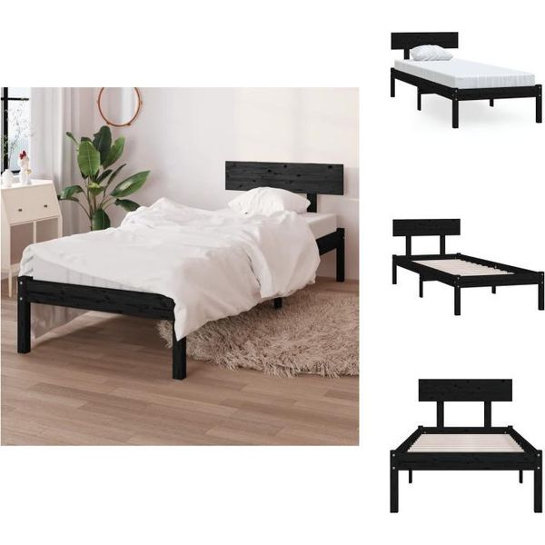 Vidaxl Letto In Legno Massiccio Di Pino Nero 90X190 Cm - Letti E Strutture Letto-image