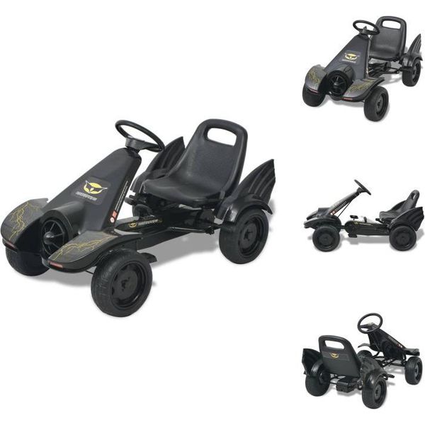 Vidaxl Go-Kart A Pedali Con Sedile Regolabile, Nero - Girello E Scivolo Per Bambini E Veicoli A Pedali-image