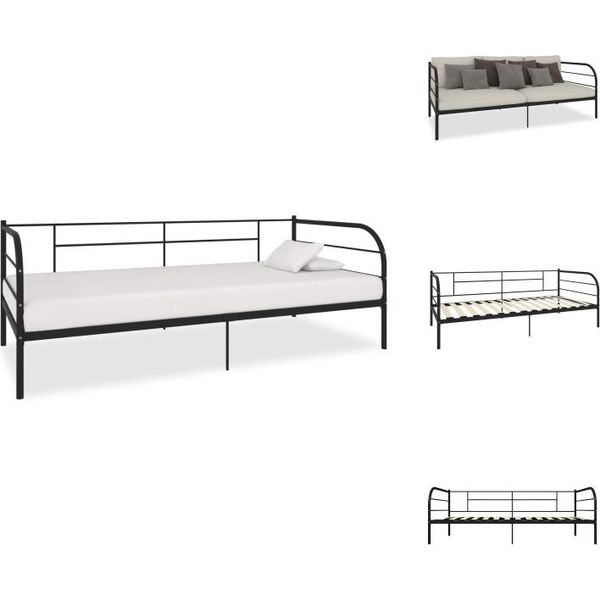Vidaxl Struttura Letto Giorno In Metallo Nero 90×200 Cm - Letti E Strutture Letto-image