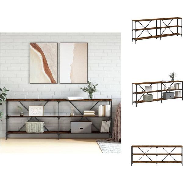Vidaxl Tavolo Consolle Rovere Fumé 200X30X75 Cm Materiale A Base Di Legno E Ferro - Tavolini-image