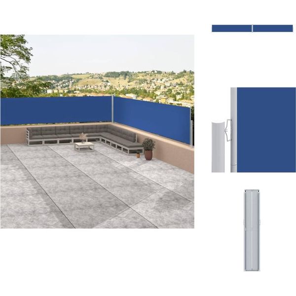 Vidaxl Tenda Laterale Estensibile Blu 117X1200 Cm - Ombrelloni E Tende Da Sole-image
