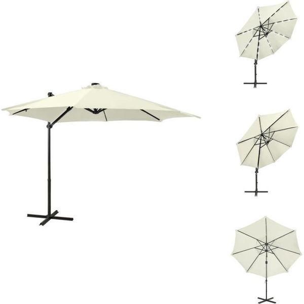 Vidaxl Ombrello Ampel Con Palo E Luci Led Colore Sabbia 300 Cm - Ombrelloni E Tende Da Sole-image