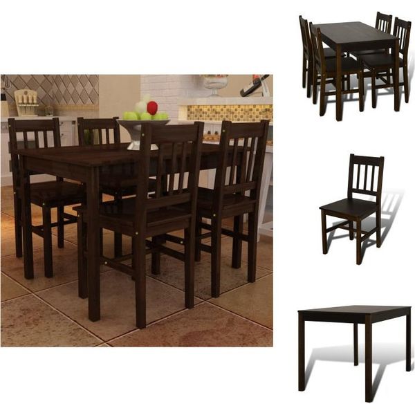 Tavolo Da Pranzo Tavolo In Legno Con 4 Sedie In Legno Sala Da Pranzo Set Marrone - Set Da Pranzo-image